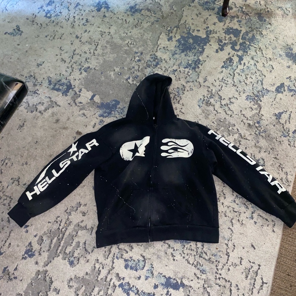 Hellstar Black Zip-Up Sweater for Men